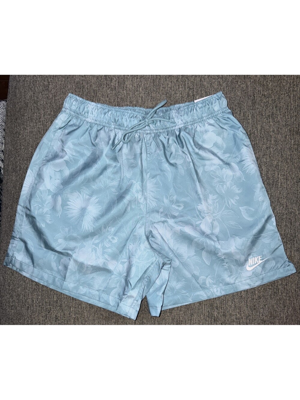 NIKE Men’s Medium Club Woven Flow Shorts Turquoise Blue Floral IB8551-464